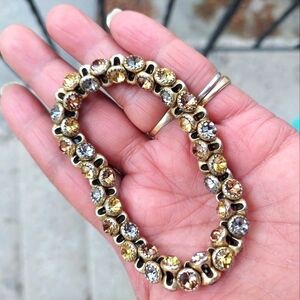 Vintage 4-Sided Rhinestone Crystal Stretch Bracelet